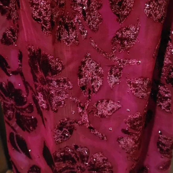 Vintage Victoria's Secret Gold Label Burgundy Burnout Velvet Slip Dress Sz Small - Picture 4 of 4